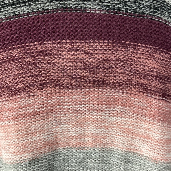 Long Pink Gray Knit Sherpa Hooded Cardigan, Size XL - Picture 6 of 15